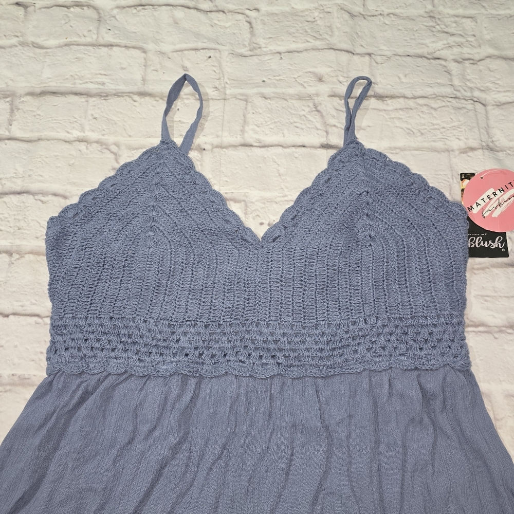 Maternity Fashion Blue Sleeveless Dress